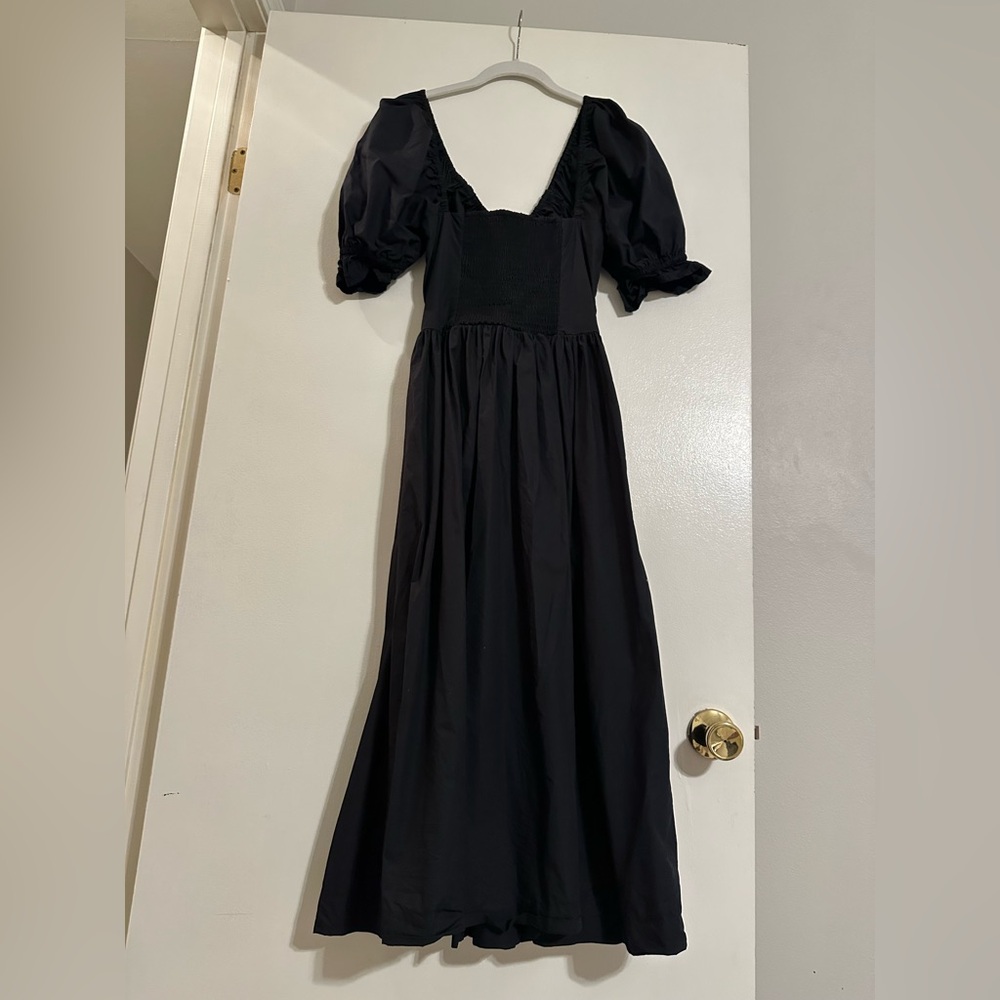 BLACK 100% Organic Cotton Poplin Midi Dress Quince - Picture 4 of 6